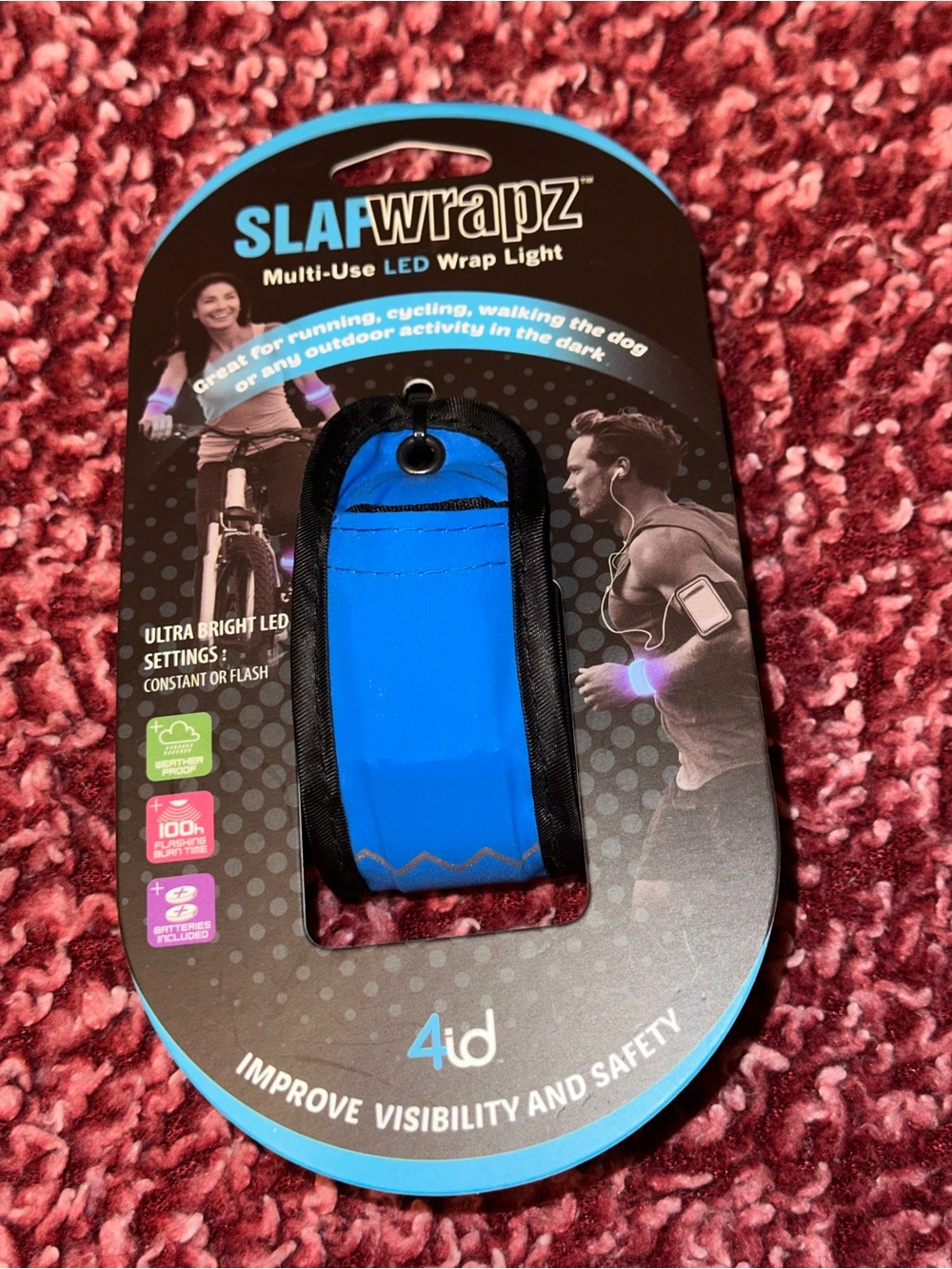 4id Slapwrapz Multi-Use LED Safety Light / Slap Bracelet – Blue (13" x 1.5")